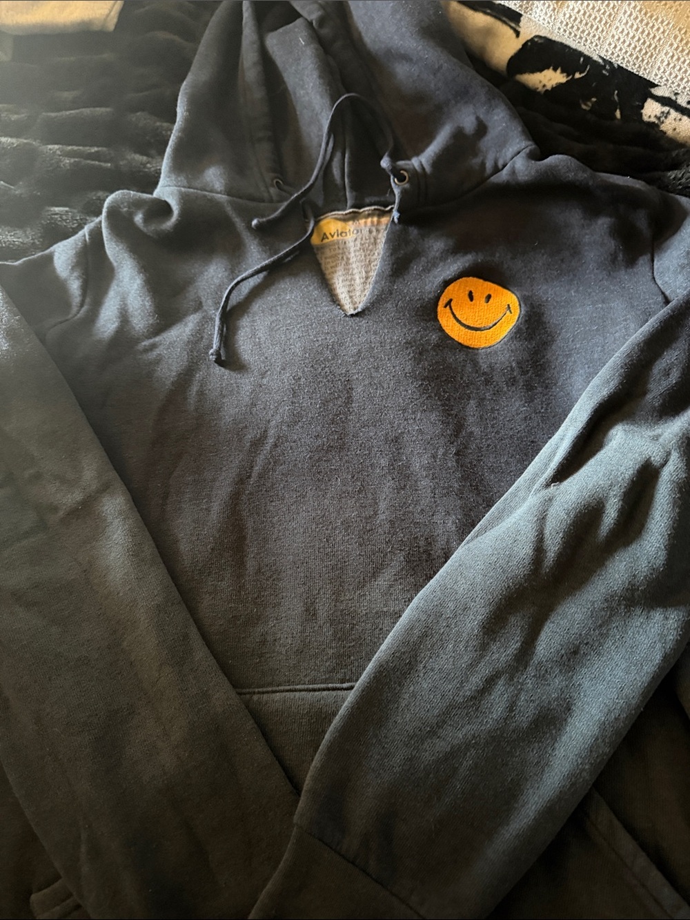 Aviator Nation Blue V neck hoodie old school style